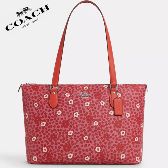 🌸❤️ Coach Gallery Tote Bag With Floral Print - Picture 1 of 6